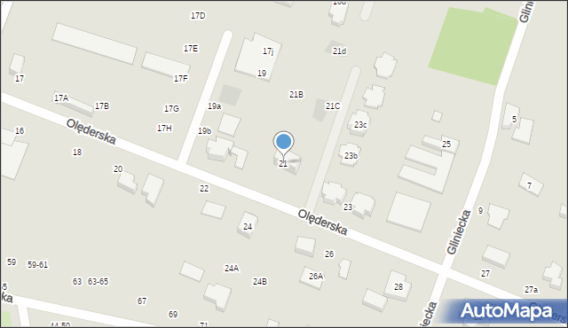 Toruń, Olęderska, 21, mapa Torunia
