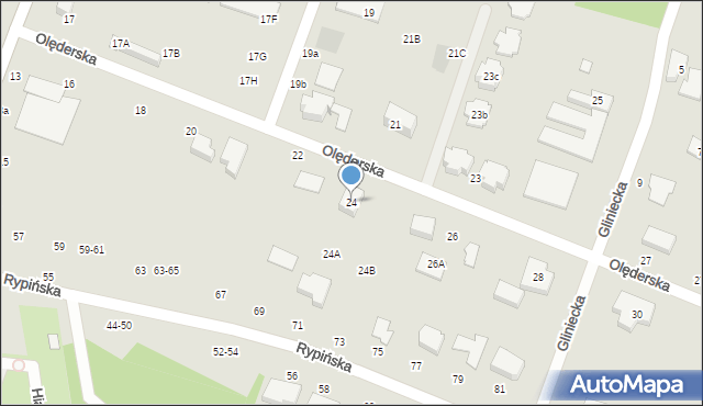 Toruń, Olęderska, 24, mapa Torunia