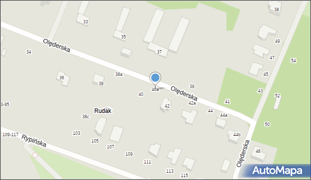 Toruń, Olęderska, 40a, mapa Torunia