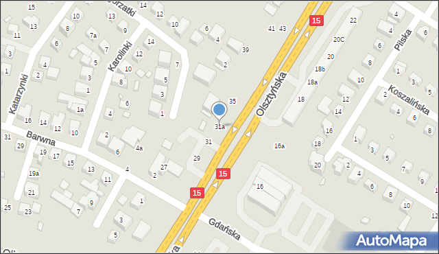 Toruń, Olsztyńska, 31a, mapa Torunia