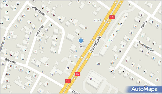 Toruń, Olsztyńska, 35, mapa Torunia