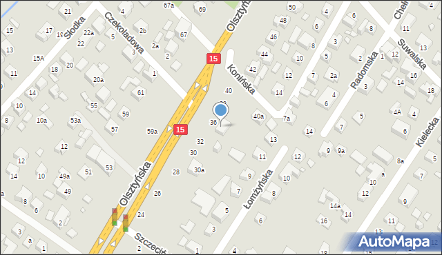 Toruń, Olsztyńska, 36, mapa Torunia