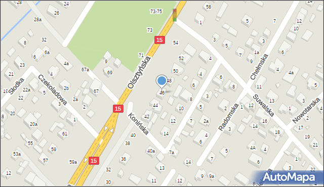 Toruń, Olsztyńska, 46, mapa Torunia