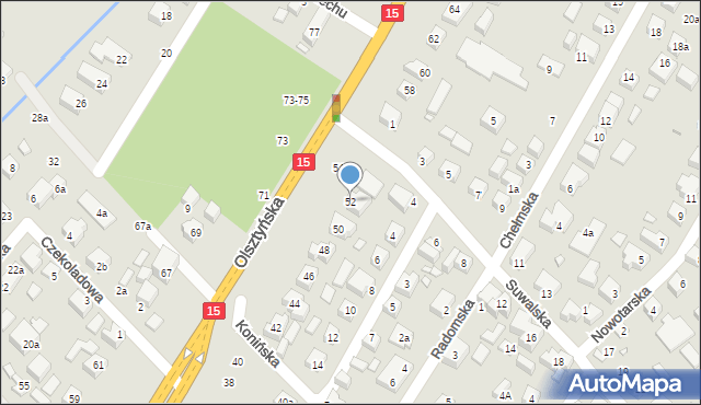 Toruń, Olsztyńska, 52, mapa Torunia