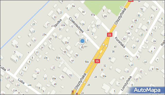 Toruń, Olsztyńska, 61, mapa Torunia