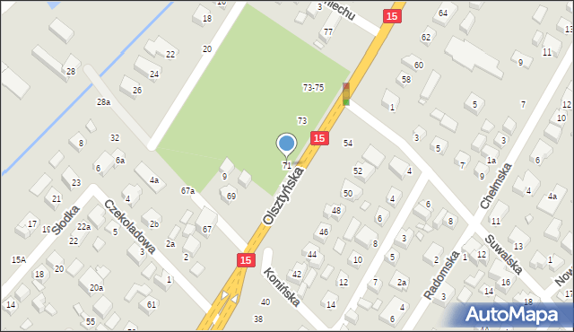 Toruń, Olsztyńska, 71, mapa Torunia
