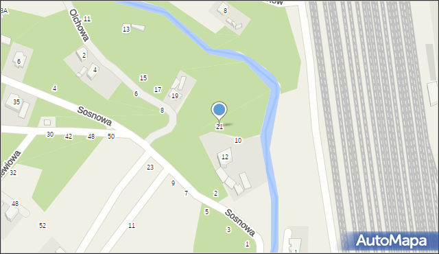 Trzcianki Osada, Olchowa, 21, mapa Trzcianki Osada