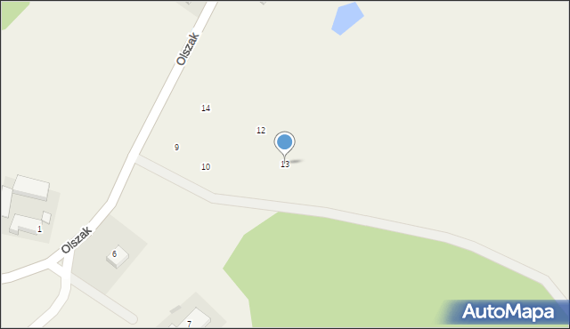 Tulice, Olszak, 13, mapa Tulice