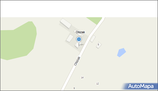 Tulice, Olszak, 3, mapa Tulice