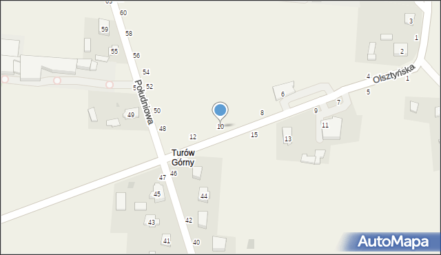 Turów, Olsztyńska, 10, mapa Turów