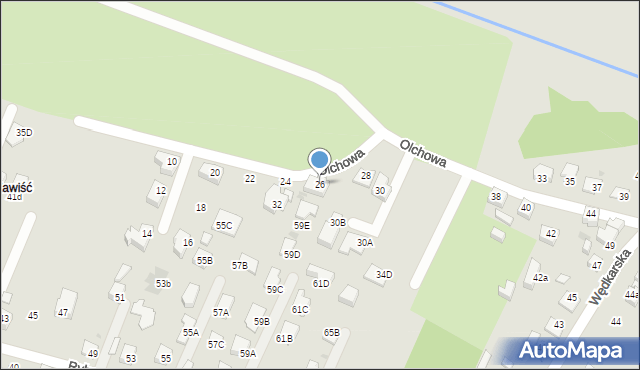 Tychy, Olchowa, 26, mapa Tychów