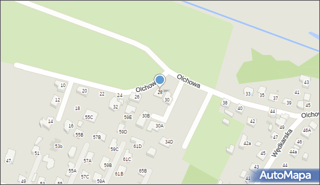 Tychy, Olchowa, 28, mapa Tychów