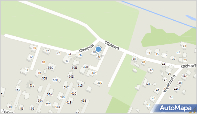 Tychy, Olchowa, 30, mapa Tychów