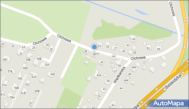 Tychy, Olchowa, 40, mapa Tychów