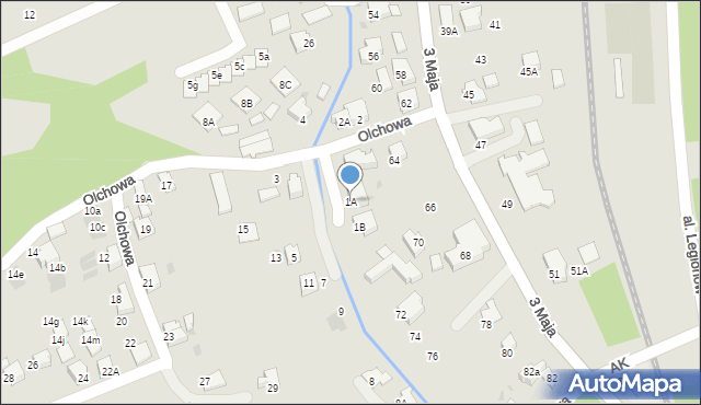 Ustroń, Olchowa, 1A, mapa Ustroń