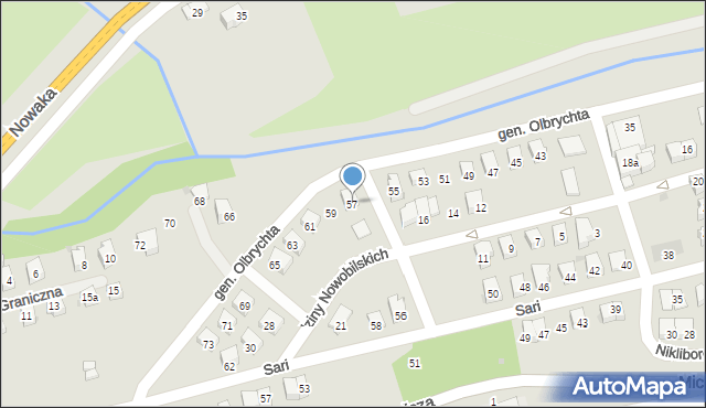 Wadowice, Olbrychta Bruno, gen., 57, mapa Wadowice