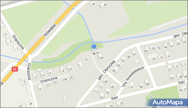 Wadowice, Olbrychta Bruno, gen., 68, mapa Wadowice