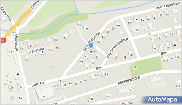 Wadowice, Olbrychta Bruno, gen., 69, mapa Wadowice