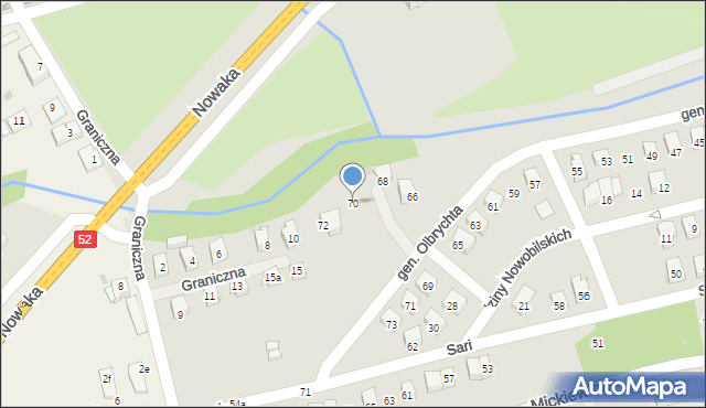Wadowice, Olbrychta Bruno, gen., 70, mapa Wadowice