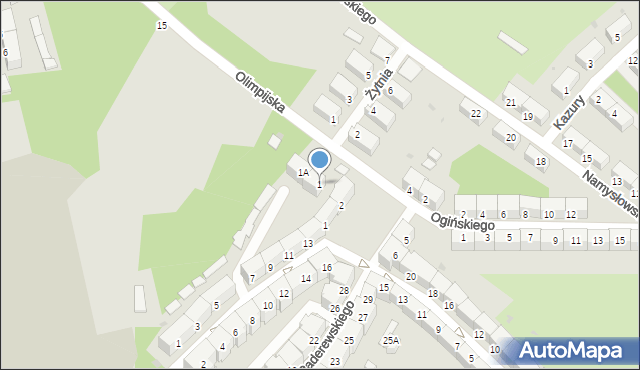 Wałbrzych, Olimpijska, 1, mapa Wałbrzycha