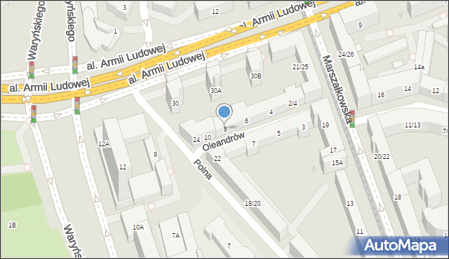 Warszawa, Oleandrów, 8, mapa Warszawy