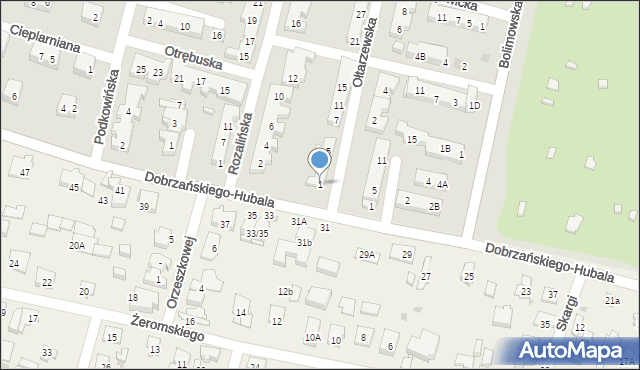 Warszawa, Ołtarzewska, 1, mapa Warszawy