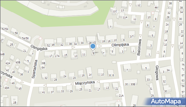 Warszawa, Olimpijska, 9, mapa Warszawy