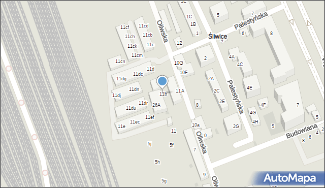 Warszawa, Oliwska, 11b, mapa Warszawy