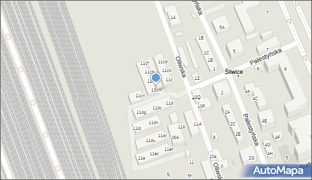 Warszawa, Oliwska, 11cm, mapa Warszawy