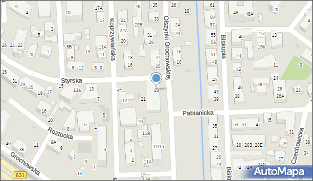 Warszawa, Olszynki Grochowskiej, 23, mapa Warszawy