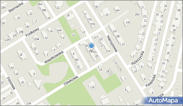 Warszawa, Oliwkowa, 25F, mapa Warszawy