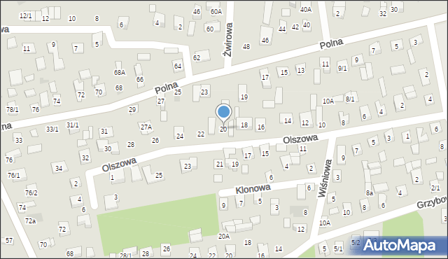 Wasilków, Olszowa, 20, mapa Wasilków
