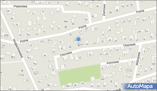 Wasilków, Olszowa, 26, mapa Wasilków