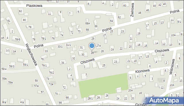 Wasilków, Olszowa, 28, mapa Wasilków