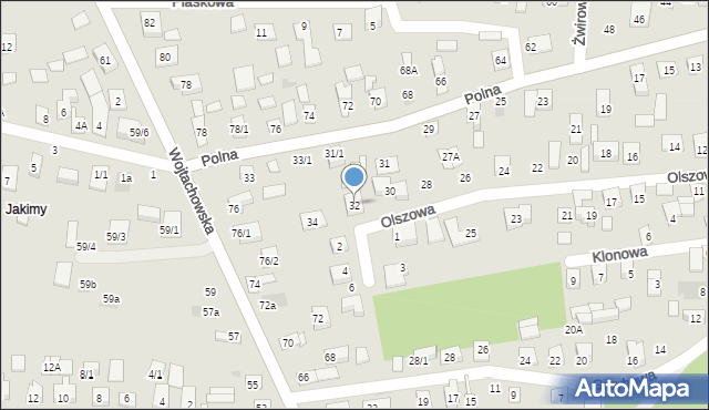 Wasilków, Olszowa, 32, mapa Wasilków