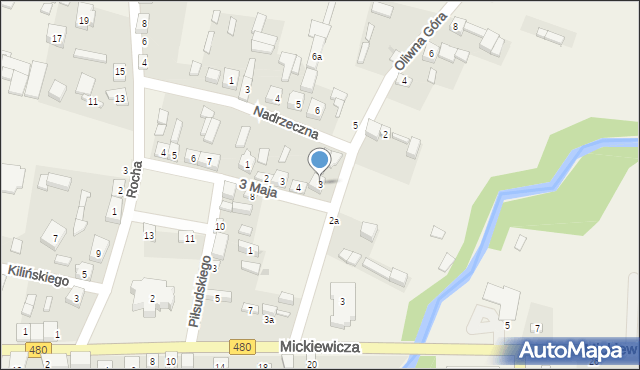 Widawa, Oliwna Góra, 3, mapa Widawa
