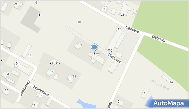 Wikielec, Olchowa, 3, mapa Wikielec