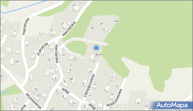 Wilkowice, Olimpijczyków, 15, mapa Wilkowice