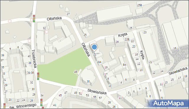 Wrocław, Ołbińska, 21, mapa Wrocławia