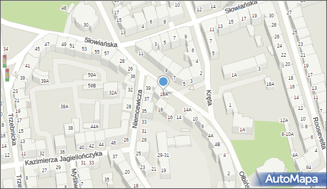 Wrocław, Ołbińska, 18A, mapa Wrocławia