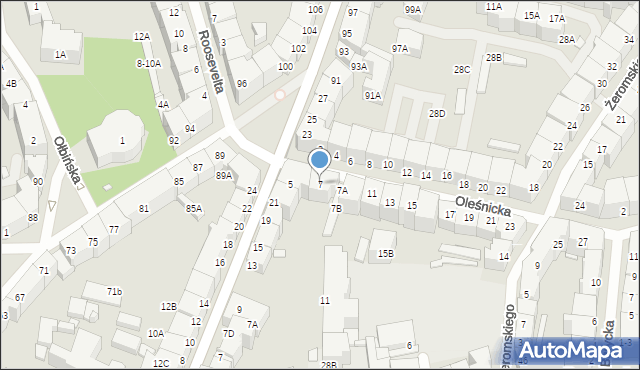 Wrocław, Oleśnicka, 7, mapa Wrocławia