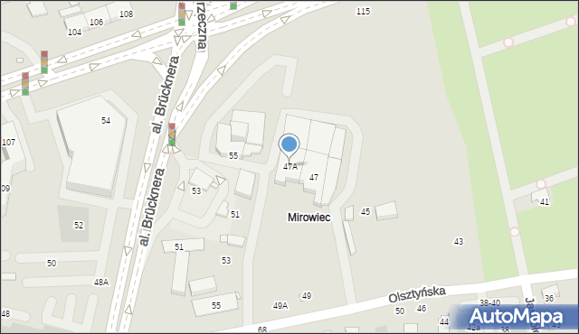 Wrocław, Olsztyńska, 47A, mapa Wrocławia