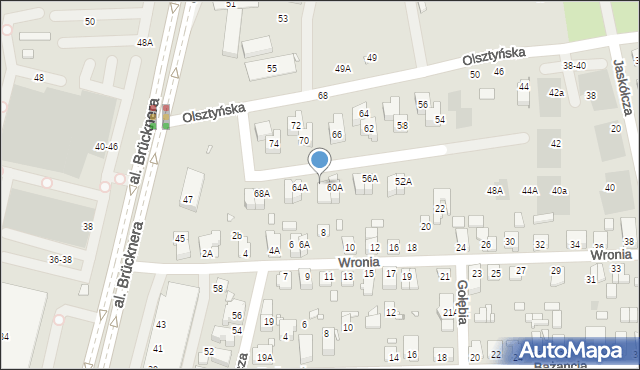 Wrocław, Olsztyńska, 62A, mapa Wrocławia