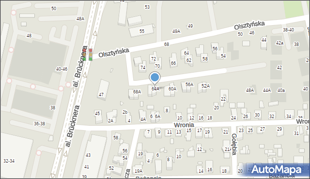 Wrocław, Olsztyńska, 64A, mapa Wrocławia