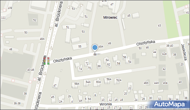 Wrocław, Olsztyńska, 68, mapa Wrocławia