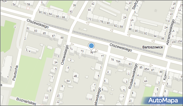 Wrocław, Olszewskiego Karola, 75, mapa Wrocławia