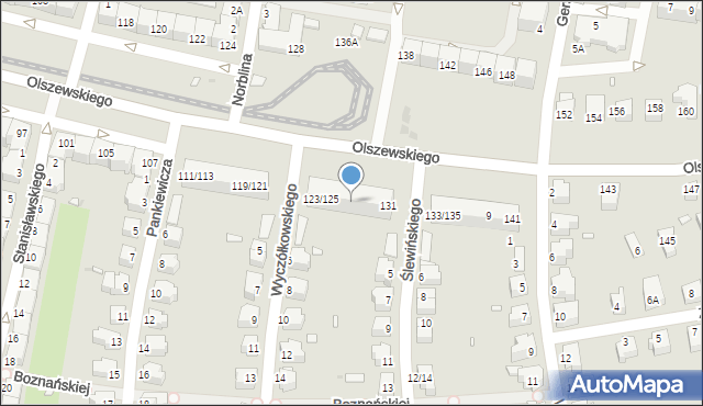 Wrocław, Olszewskiego Karola, 127/129, mapa Wrocławia