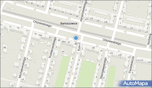 Wrocław, Olszewskiego Karola, 89, mapa Wrocławia