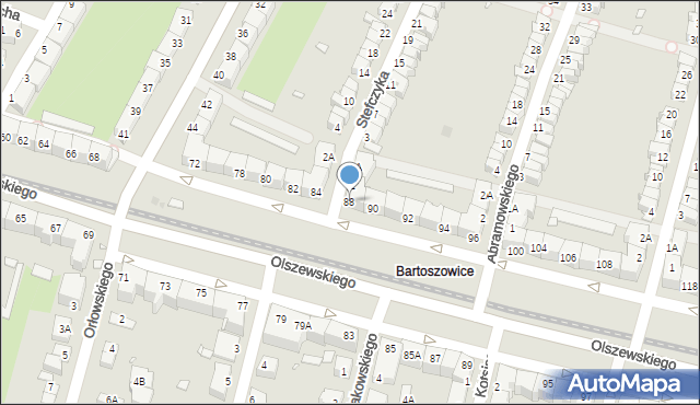 Wrocław, Olszewskiego Karola, 88, mapa Wrocławia