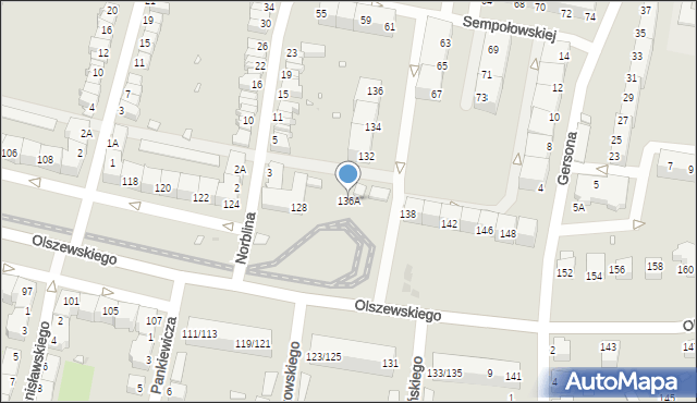 Wrocław, Olszewskiego Karola, 136A, mapa Wrocławia